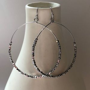 Jewelry - Silver hoop earrings with mini beads Jewelry - Silver hoop earrings with mini beads